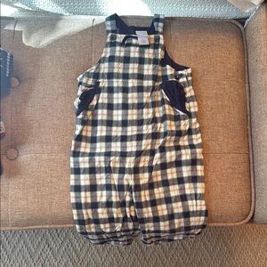 Janie and Jack Navy Plaid Kids Overalls